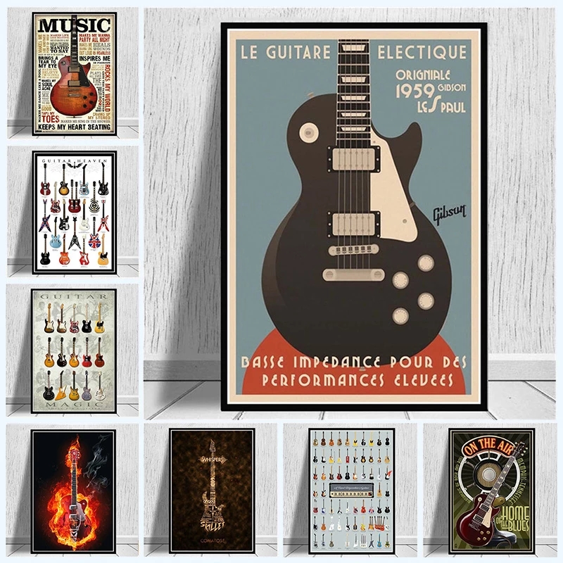 Musical Instrument Quotes - 表記ギター楽器,印刷されたポスター,アート画像,リビングルーム,家,クラブ,バーの装飾