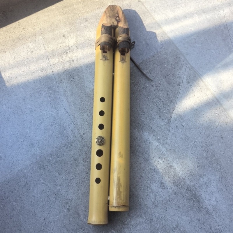 Musical Instrument Indian - GAキー ダブルチューブフルート 手作り インド製 ダブルチューブフルート 竹製
