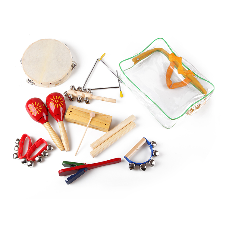 Musical Instrument For Toddlers - 子供用楽器セット、6個入りモンテッソーリ教育玩具、幼児用木製ドラムガラガラパーカッションおもちゃ