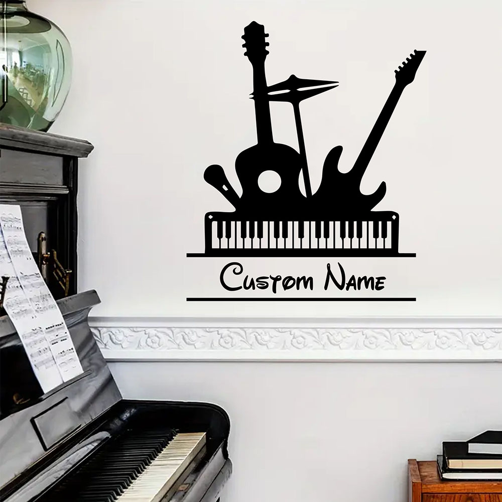 1PC 漫画楽器カスタム名名前壁デカールアートビニールステッ - Musical Instrument Name のレビューと価格