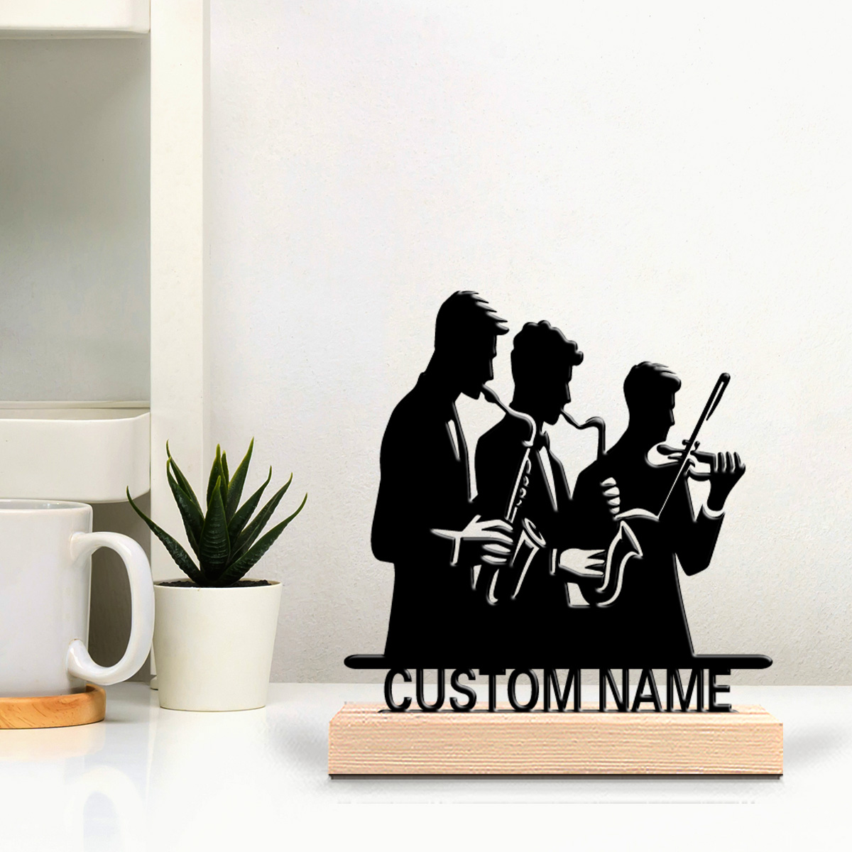1個入り 楽器演奏 カスタマイズ名入りブリキ像 木製台座付き - Musical Instrument Name のレビューと価格