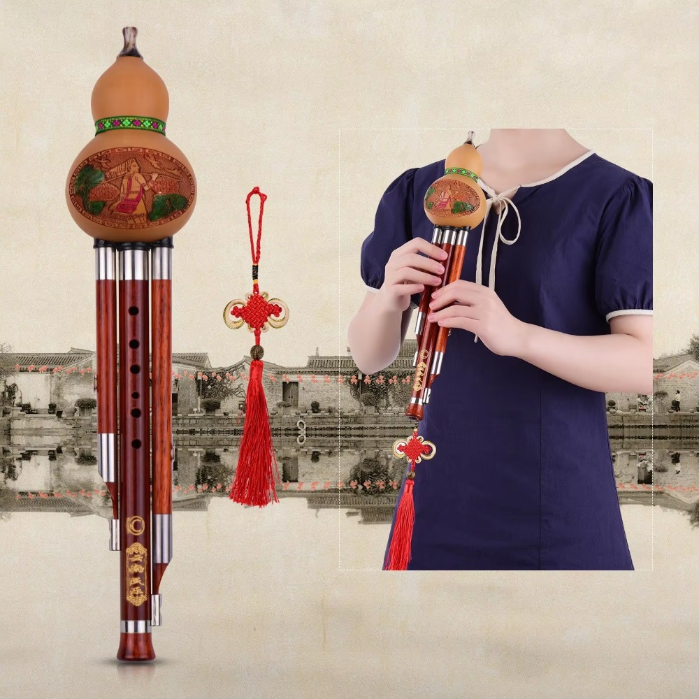 3トーンCキー フルート型笛 木製管 中国伝統楽器 中国結び - Musical Instruments のレビューと価格