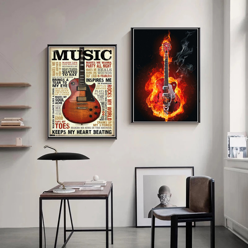 表記ギター楽器,印刷されたポスター,アート画像,リビングルー - Musical Instrument Quotes のレビューと価格