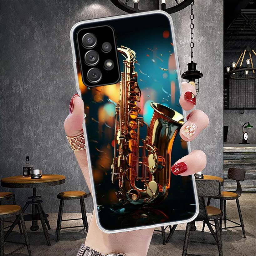 音楽サックス楽器柄スマホケース サムスン Galaxy A1 - Musical Instrument Quotes のレビューと価格