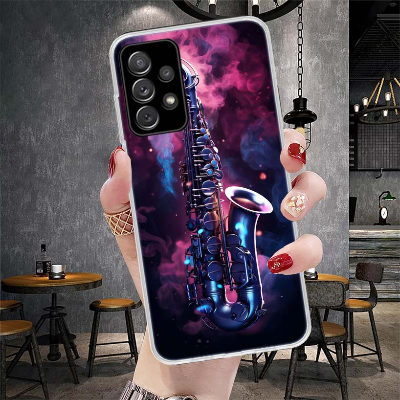 音楽サックス楽器柄スマホケース サムスン Galaxy A1 - Musical Instrument Quotes のレビューと価格
