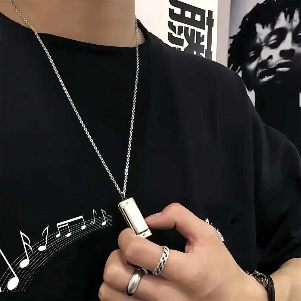 ミニハーモニカネックレス男性と女性ニッチデザインセンスペンダ - Musical Instrument That You Blow Into のレビューと価格