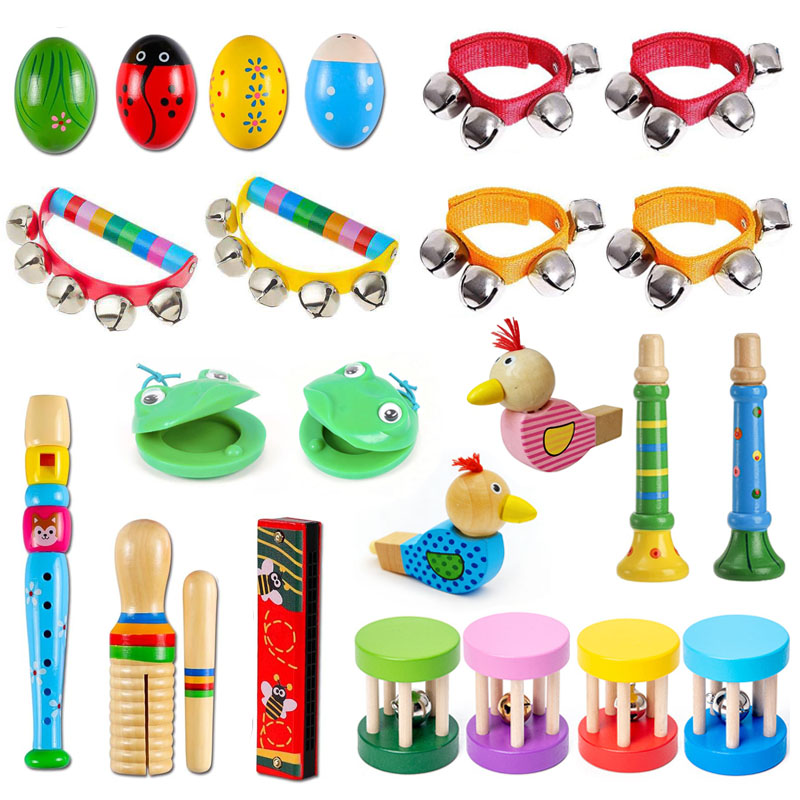 子供用木製楽器 リズムマラカス カスタネット フルート ジン - Musical Instrument For Toddlers のレビューと価格