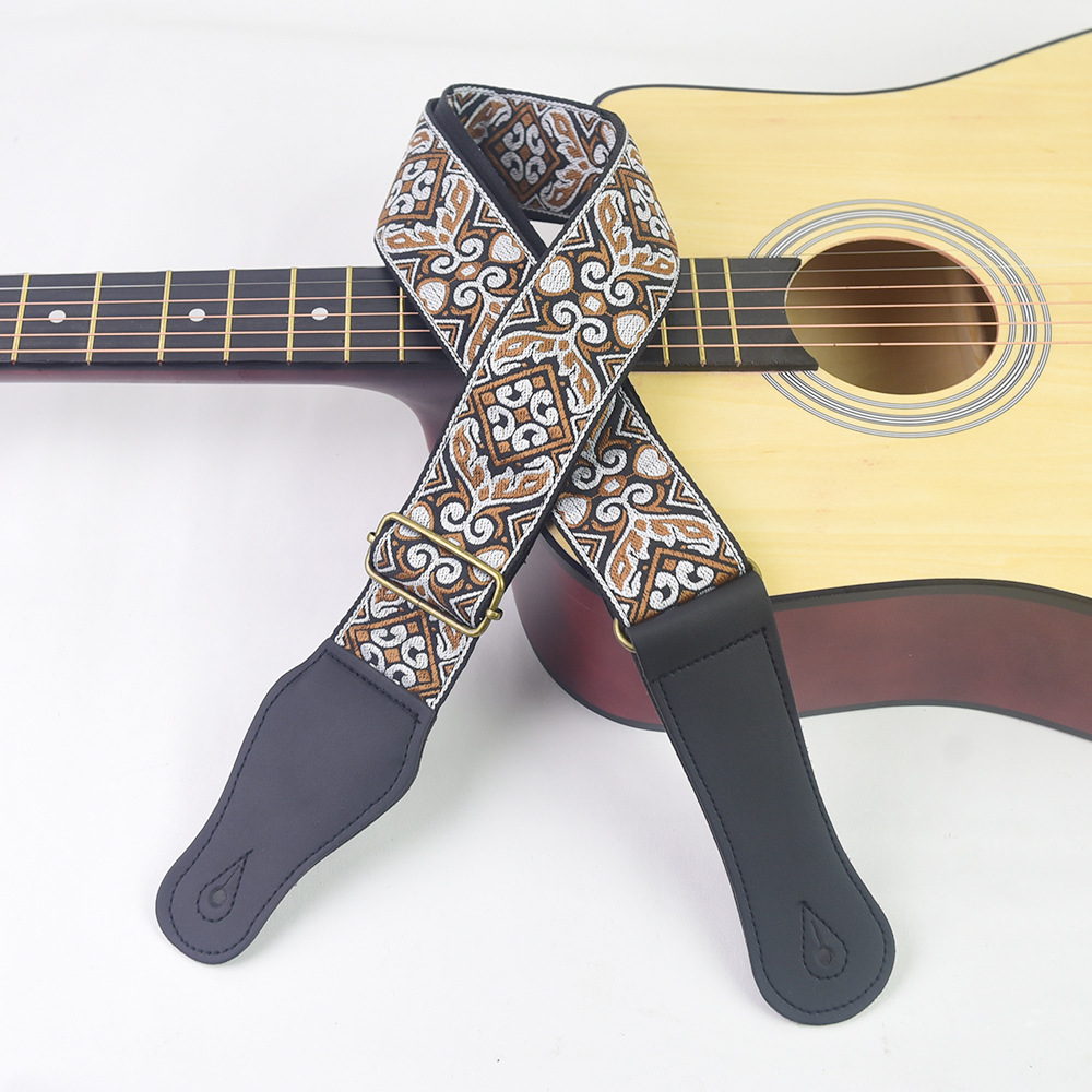 ギターストラップ刺繍プリントエスニックスタイル調節可能なギタ - Musical Instrument Organ のレビューと価格
