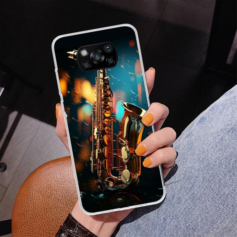 音楽サックス楽器柄スマホケース Xiaomi Poco X5 - Musical Instrument Quotes のレビューと価格
