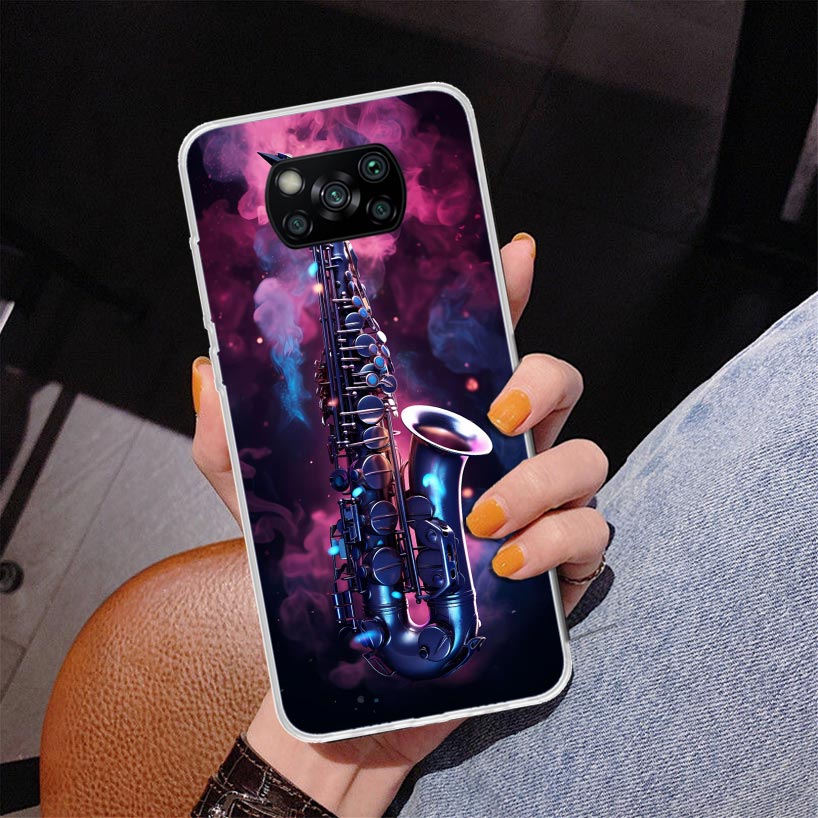 音楽サックス楽器柄スマホケース Xiaomi Poco X5 - Musical Instrument Quotes のレビューと価格